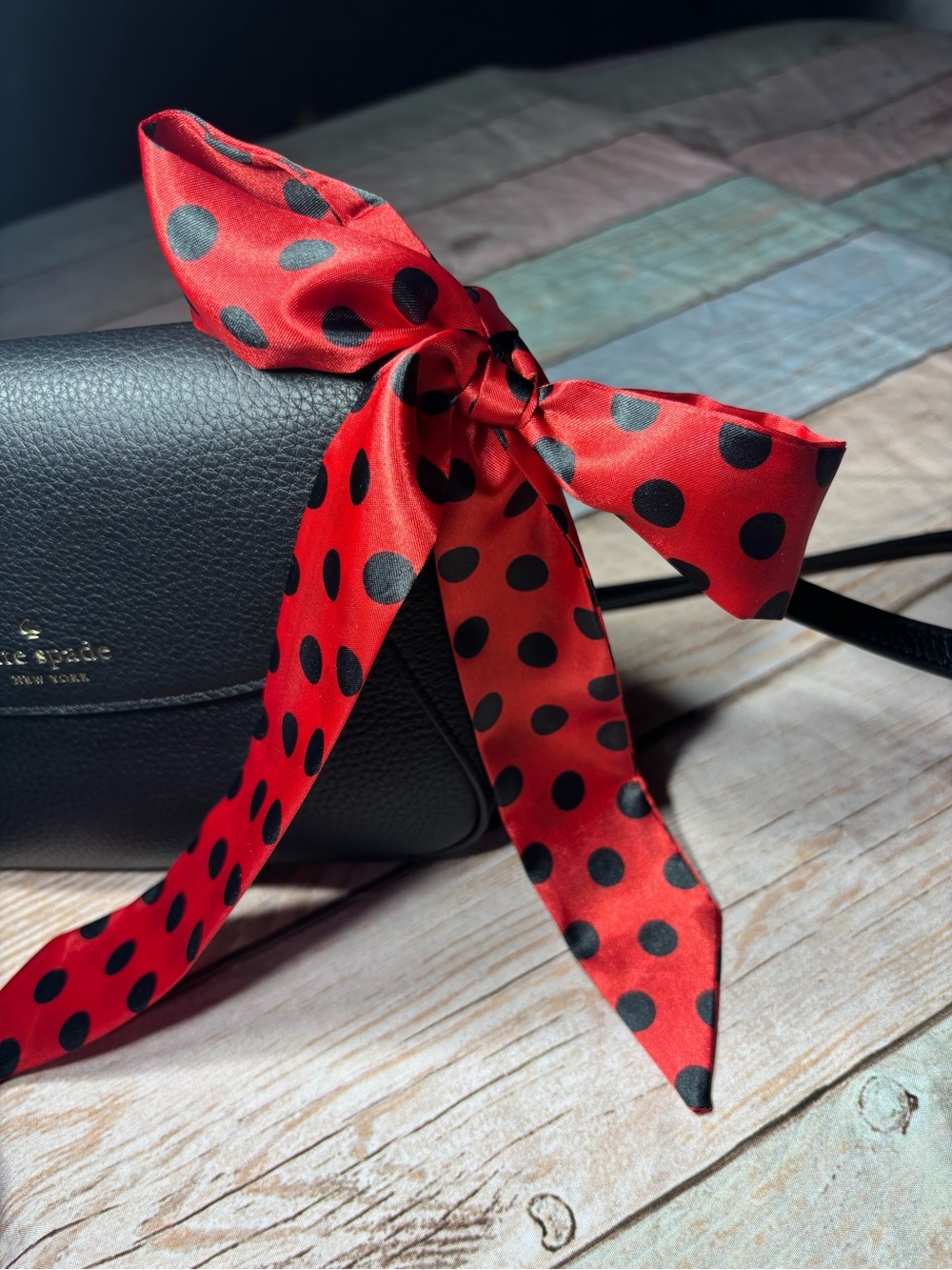 New Red Satin Polka Dot Skinny Scarf Twilly Purse Bag 1.5” x 40”